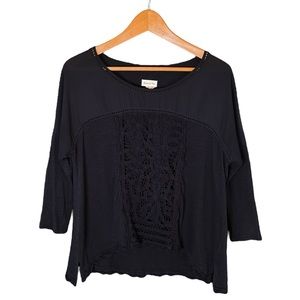 Anthropologie Shirt Women’s Small Tayrona Blouse Black Top Prairie Cottagecore S